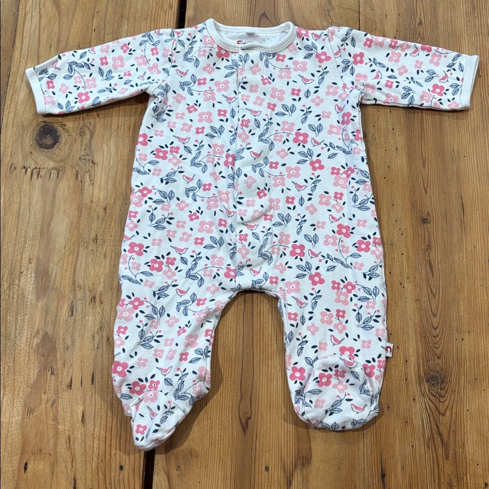 E=mc² 3-6M Floral Printed Magnetic Closure Footie Sleeper